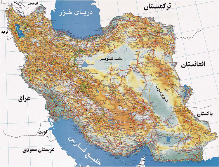نقشه ایران پارچه ای (مخمل) در سایز 100 در 70